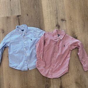 Ralph Lauren Kids Button-Down Shirts - Blue Gingham & Red Stripe